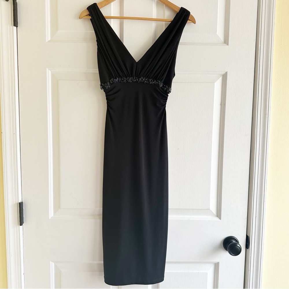 Vintage‎ 90s David Meister Women’s Sz 2 Beaded Sequins Sleeveless Cocktail Dress